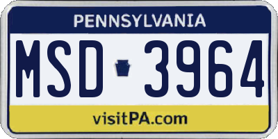 PA license plate MSD3964