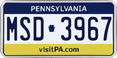 PA license plate MSD3967