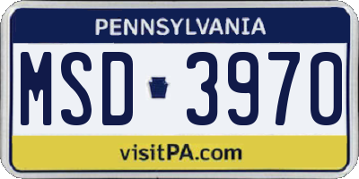 PA license plate MSD3970