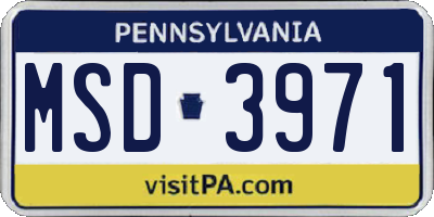PA license plate MSD3971