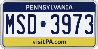 PA license plate MSD3973
