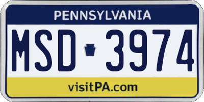 PA license plate MSD3974