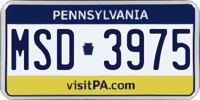 PA license plate MSD3975