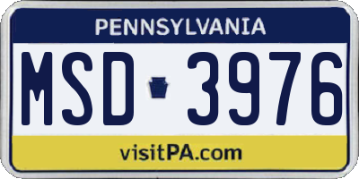 PA license plate MSD3976