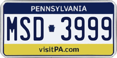 PA license plate MSD3999