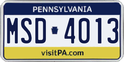 PA license plate MSD4013