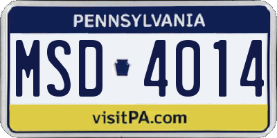 PA license plate MSD4014