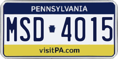 PA license plate MSD4015