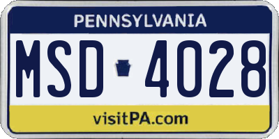 PA license plate MSD4028