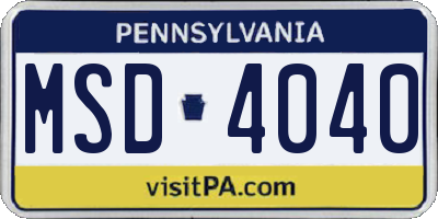 PA license plate MSD4040