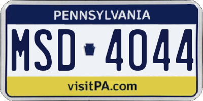 PA license plate MSD4044