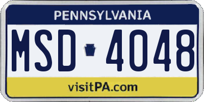 PA license plate MSD4048