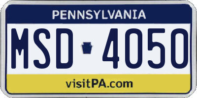 PA license plate MSD4050