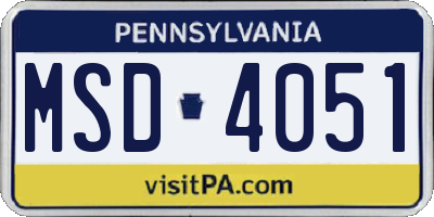 PA license plate MSD4051