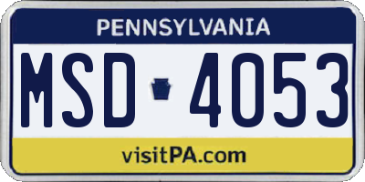 PA license plate MSD4053