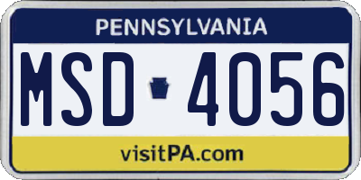 PA license plate MSD4056
