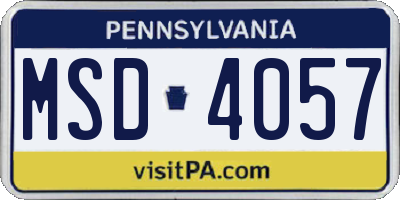 PA license plate MSD4057
