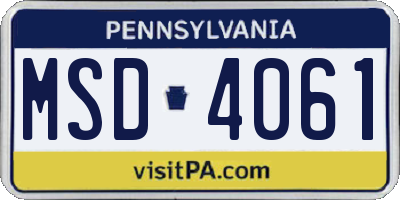 PA license plate MSD4061