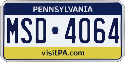 PA license plate MSD4064