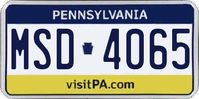 PA license plate MSD4065