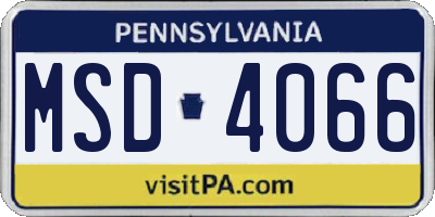 PA license plate MSD4066