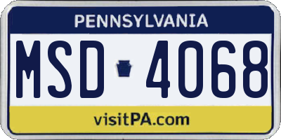 PA license plate MSD4068