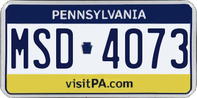 PA license plate MSD4073