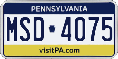 PA license plate MSD4075