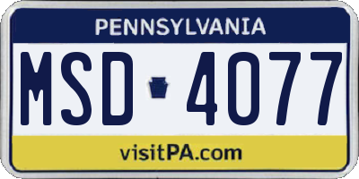 PA license plate MSD4077