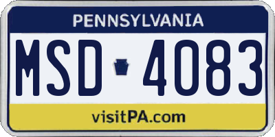 PA license plate MSD4083