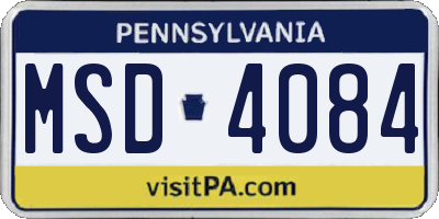 PA license plate MSD4084