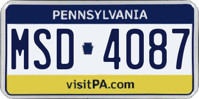 PA license plate MSD4087