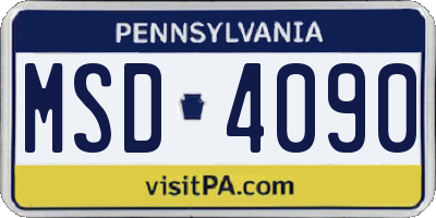 PA license plate MSD4090