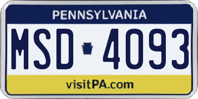 PA license plate MSD4093