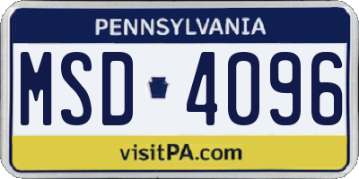PA license plate MSD4096