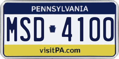 PA license plate MSD4100