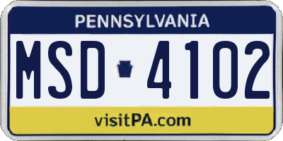 PA license plate MSD4102