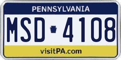 PA license plate MSD4108
