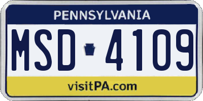 PA license plate MSD4109
