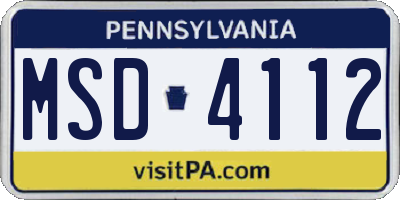 PA license plate MSD4112