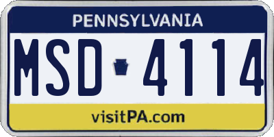 PA license plate MSD4114