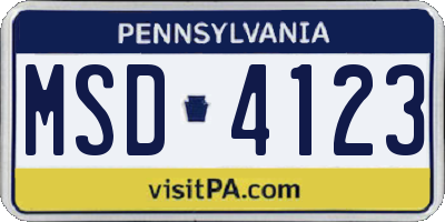 PA license plate MSD4123