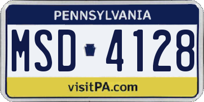 PA license plate MSD4128