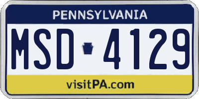 PA license plate MSD4129