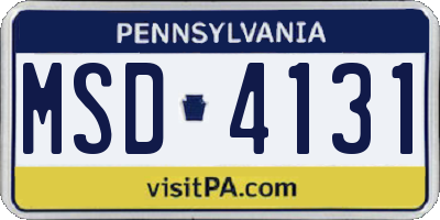 PA license plate MSD4131