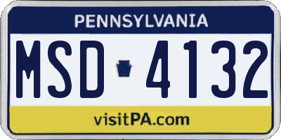 PA license plate MSD4132