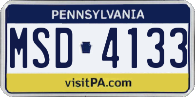 PA license plate MSD4133