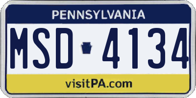 PA license plate MSD4134