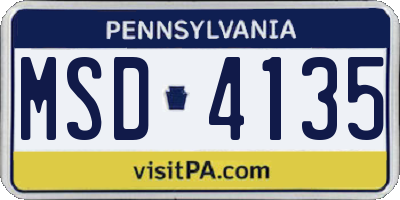 PA license plate MSD4135