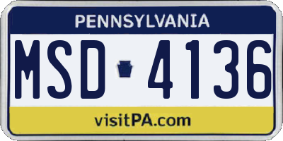 PA license plate MSD4136